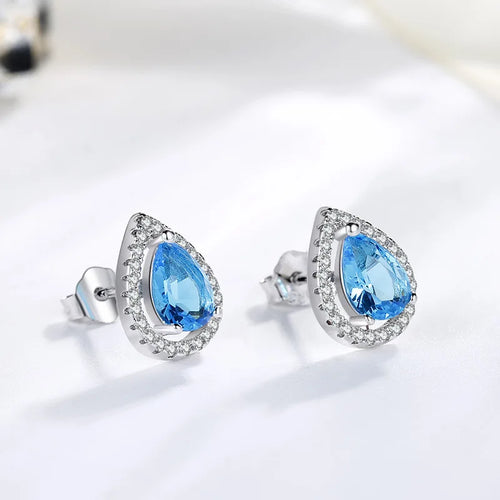 925 Silver Blue Earring